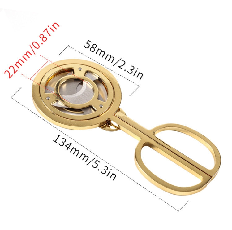 C889 Windmill Round Stainless Steel Cigar Cutter, Black, Gold