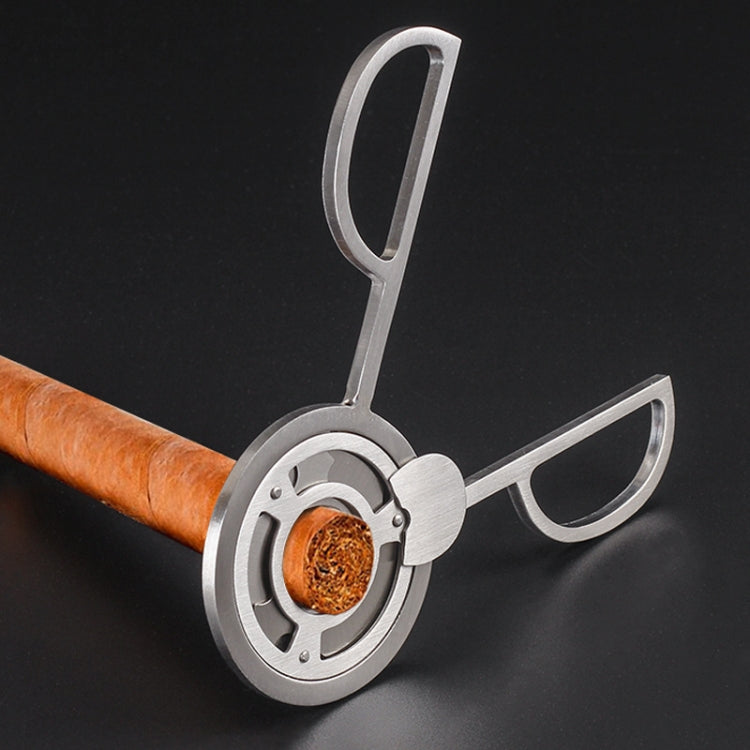 C889 Windmill Round Stainless Steel Cigar Cutter, Black, Gold