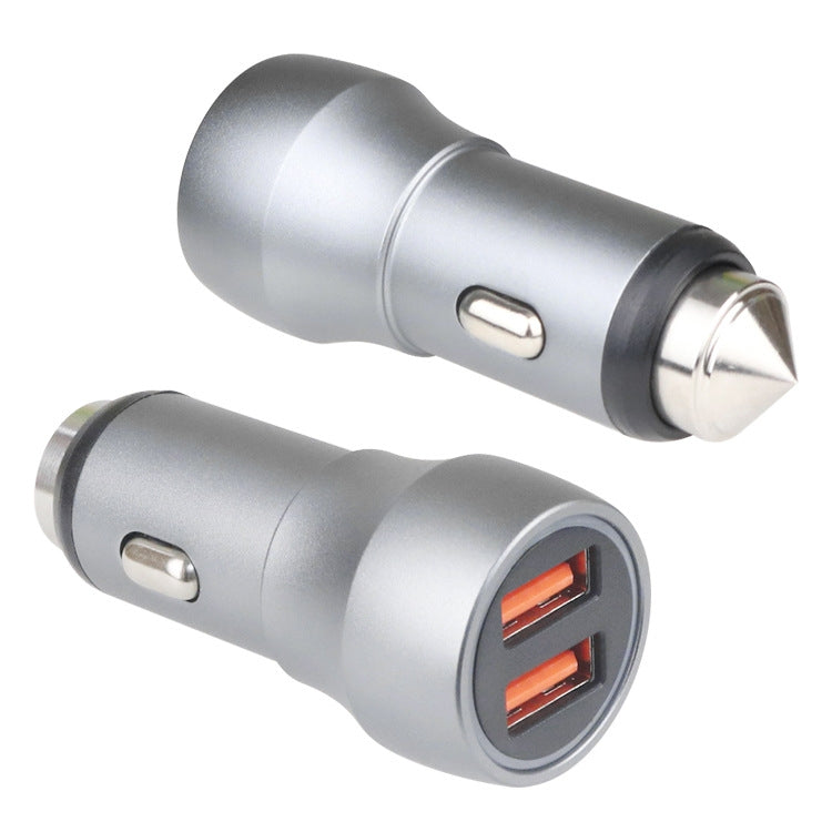 Aluminum Alloy Cigarette Lighter Applicable Car Charger, Gray QCPD