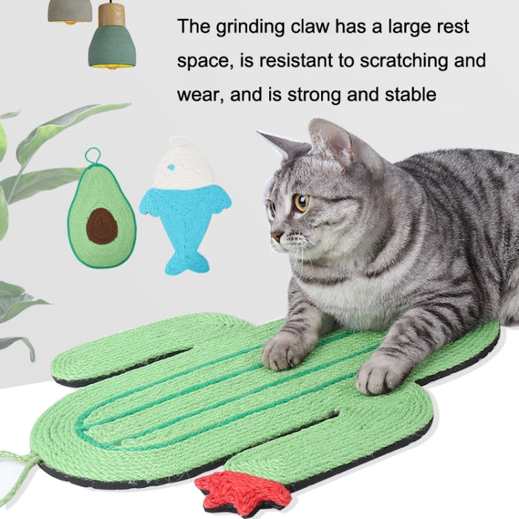 Non-slip and Moisture-proof Scratch Resistant Sisal Cat Scratch Pad, Small Fish, Cactus, Avocado