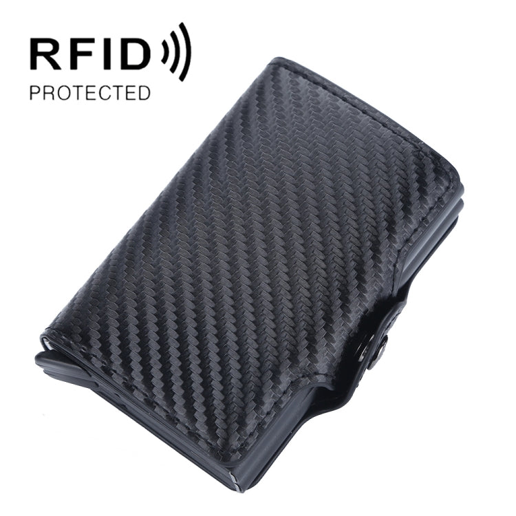 Baellerry K9172 RFID Double Aluminum Box Card Holder Automatic Pop-up Card Holder, Black, Coffee, Brown