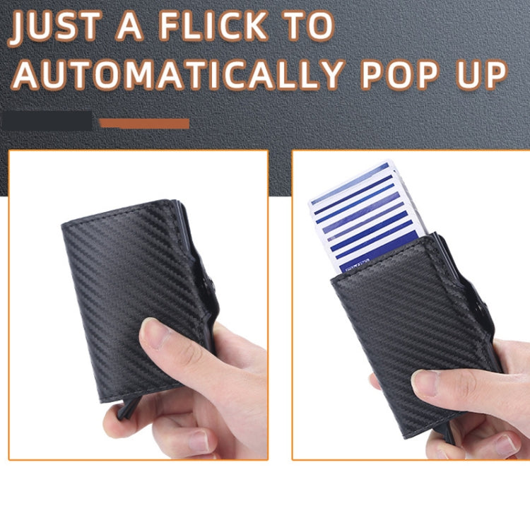 Baellerry K9172 RFID Double Aluminum Box Card Holder Automatic Pop-up Card Holder, Black, Coffee, Brown