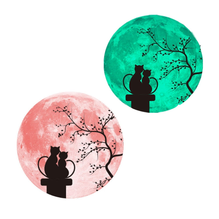 30cm Pink Couple Fluorescent Moon Wall Sticker, Couple Cat, Couple Bird, Couple Rabbit, Kissing Couple
