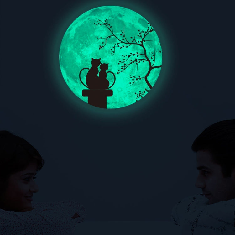 30cm Pink Couple Fluorescent Moon Wall Sticker, Couple Cat, Couple Bird, Couple Rabbit, Kissing Couple