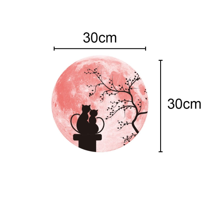 30cm Pink Couple Fluorescent Moon Wall Sticker, Couple Cat, Couple Bird, Couple Rabbit, Kissing Couple