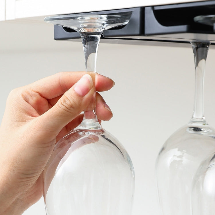 2 PCS Living Room Kitchen Free Punch Goblet Wine Glass Hanging Rack, Black, White