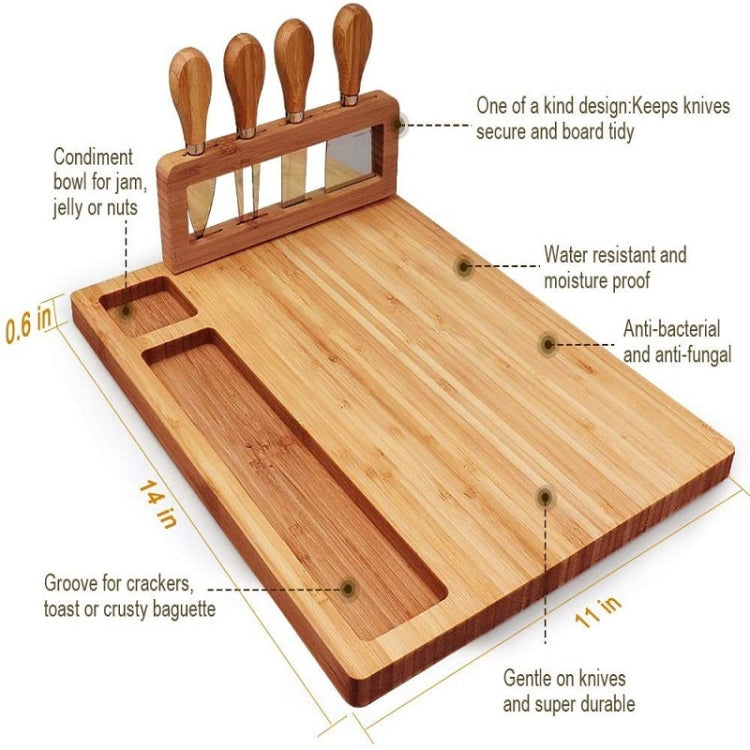 Bamboo Cheese Board Charcuterie Board Sets, 36x29x1.5cm