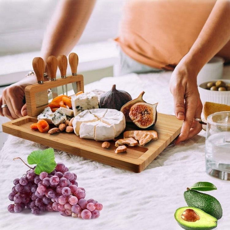 Bamboo Cheese Board Charcuterie Board Sets, 36x29x1.5cm