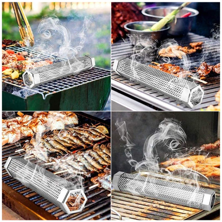 12 Inch Stainless Steel 304 Smoked Tube BBQ Box Outdoor Cold Smoke Box,Style:, Only Tube, Tube + Brush + Hook