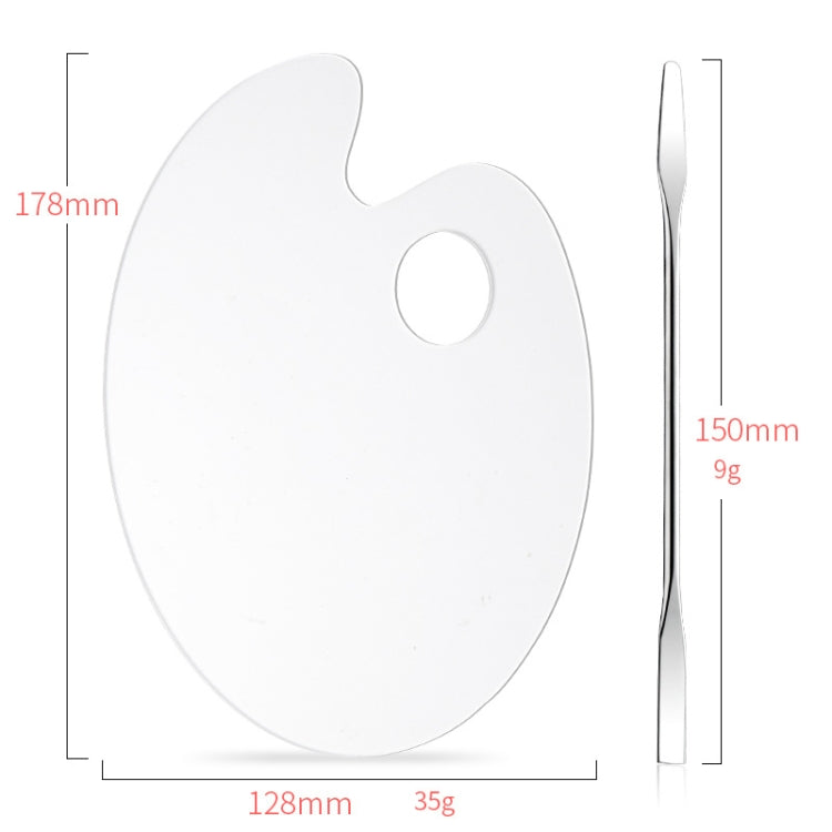 Acrylic Makeups Manicure Transparent Palette With Color Stick, Specification: Elliptical Plate+Stick, Elliptical Plate+Stick, Round Plate+Stick, Love Plate+Stick, Half-ring Plate+Stick, Square Plate+Stick
