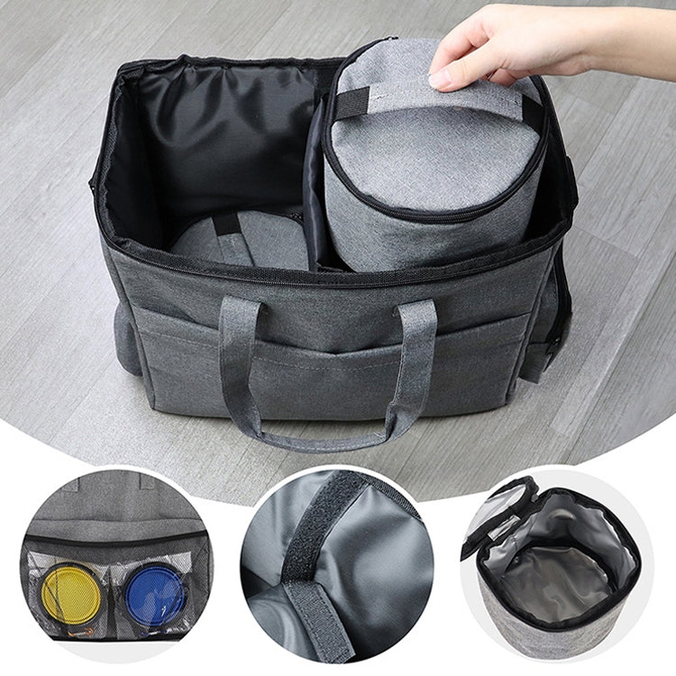 Travel Portable Carry Out Pet Supplies Storage Single-shoulder Bag Without Dog Bowl, Gray, Black
