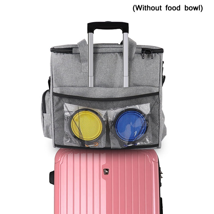 Travel Portable Carry Out Pet Supplies Storage Single-shoulder Bag Without Dog Bowl, Gray, Black