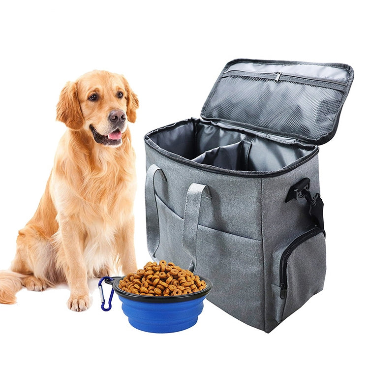 Travel Portable Carry Out Pet Supplies Storage Single-shoulder Bag Without Dog Bowl, Gray, Black