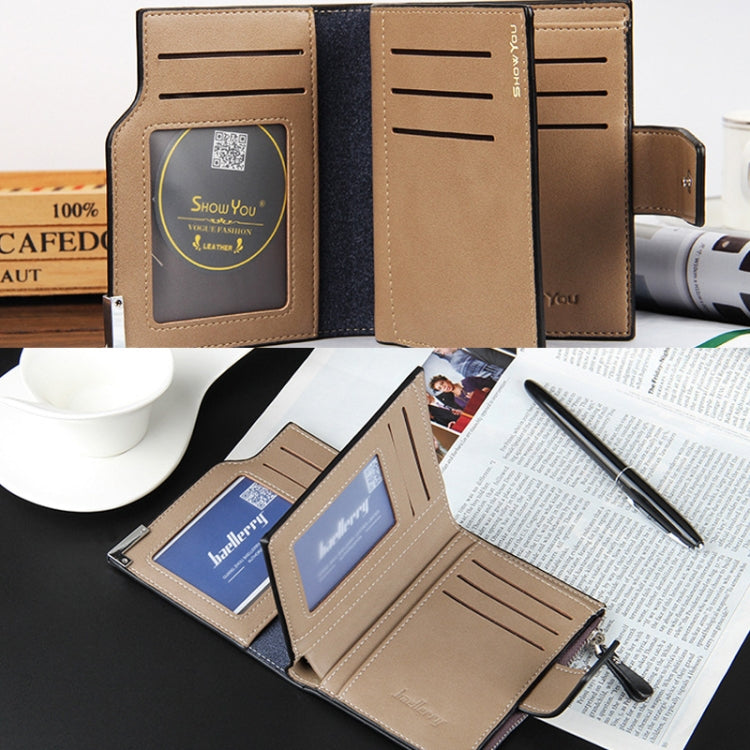 Baellerry Casual Multifunctional Wallet Zipper Buckle Tri-fold Coin Purse For Men, Blue, Brown, Black