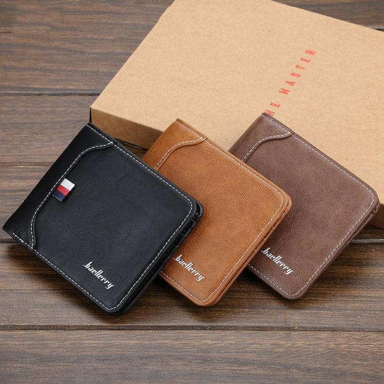 Baellerry Short Wallet Tri-fold Horizontal Coin Purse For Men, Black, Light Coffee, Dark Coffee, Red Brown