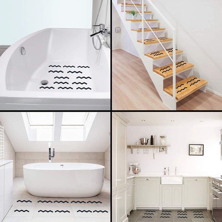 24pcs /Bag Wavy Shaped Gravel Pattern Bathtub Non-Slip Sticker, 1.3 x 18cm