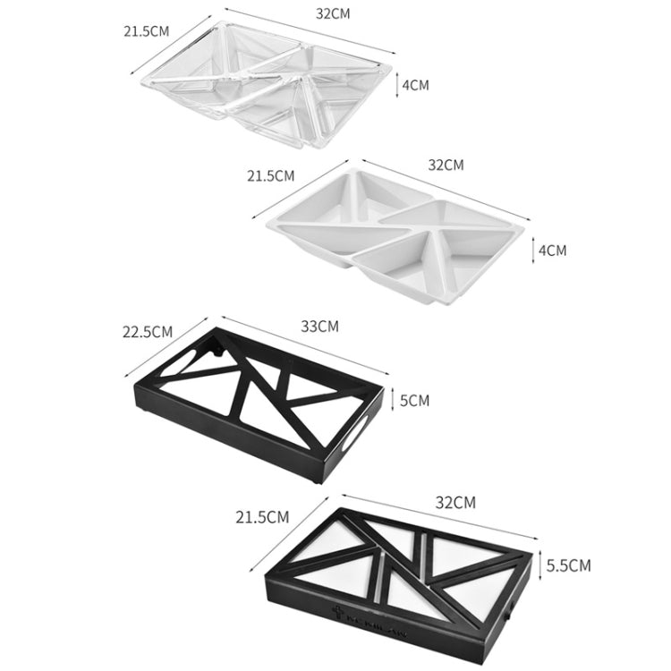 6 In 1 Multifunctional Compartmental Luminous Fruit Tray, Style:, White, Base + White Disc, Luminous Base + Disc