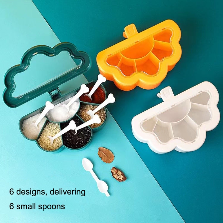 Household Combination Set Kitchen 6-Grid Seasoning Box, Orange, Green, White