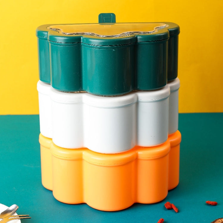 Household Combination Set Kitchen 6-Grid Seasoning Box, Orange, Green, White