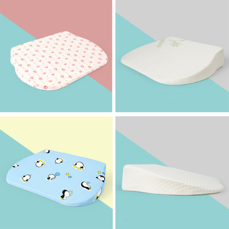Newborn Baby Anti-spitting Milk Ramp Pad Ridge Protection Anti-spill Pillow, Blue Penguin, Pink Rabbit, White Plaid, Bamboo Aloe