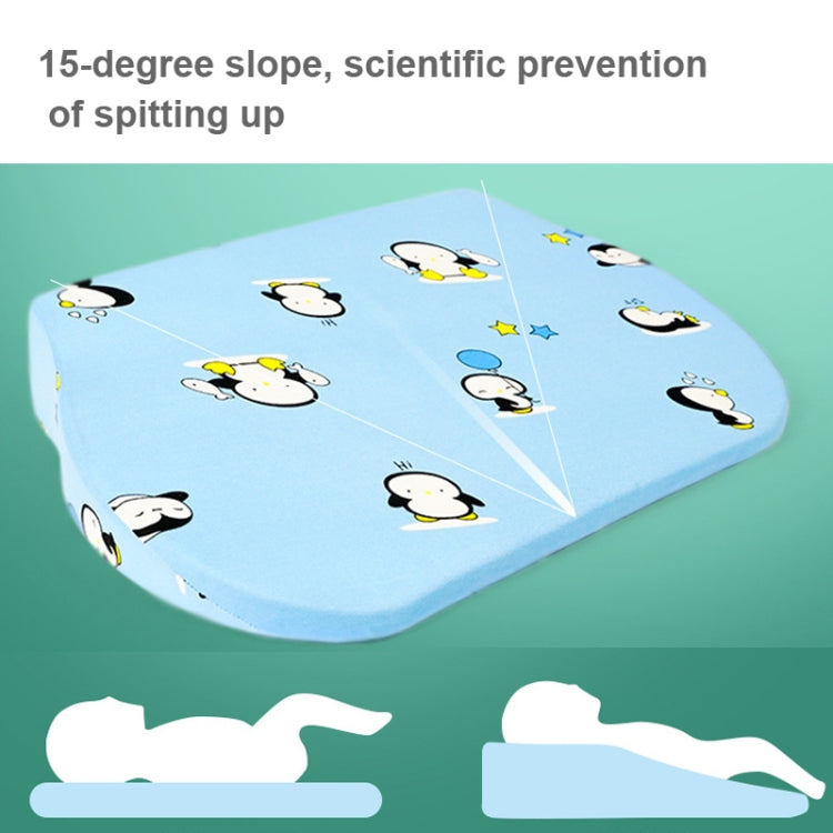Newborn Baby Anti-spitting Milk Ramp Pad Ridge Protection Anti-spill Pillow, Blue Penguin, Pink Rabbit, White Plaid, Bamboo Aloe