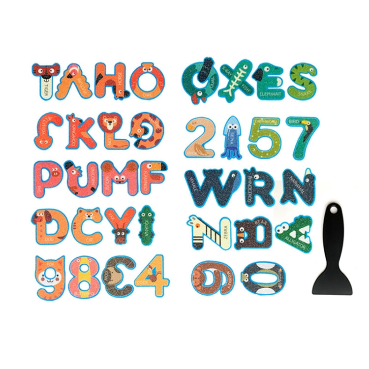 PEVA Non-slip Sticker Bathroom Bathtub Cartoon Non-slip Sticker, 26 Letters+10 Numbers, 9 Sea Creatures, 10 PCS  10x10cm Flowers, 10 PCS  8x8cm Flowers, 10 Big +10 Small Flowers