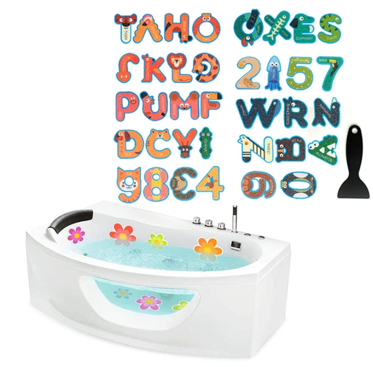 PEVA Non-slip Sticker Bathroom Bathtub Cartoon Non-slip Sticker, 26 Letters+10 Numbers, 9 Sea Creatures, 10 PCS  10x10cm Flowers, 10 PCS  8x8cm Flowers, 10 Big +10 Small Flowers