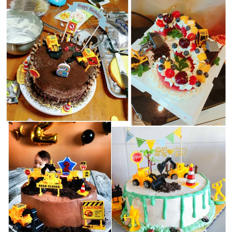6pcs /Set Cake Decorative Baking Engineering Vehicle Toy