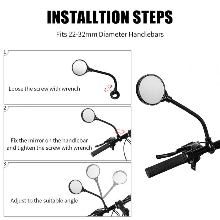 1 Pair Bicycle Hose Adjustment Convex Large Screen Rearview Mirror, Rearview Mirror