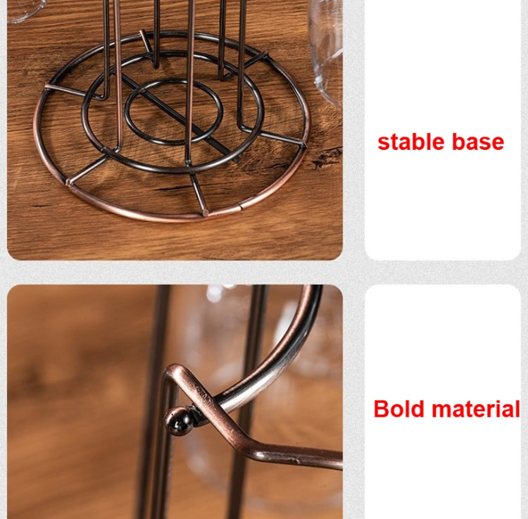 Wrought Iron Red Wine Glass Holder Decanter Stand Goblet Holder, Rose Gold, Cylinder, Semi-mug, Triangle