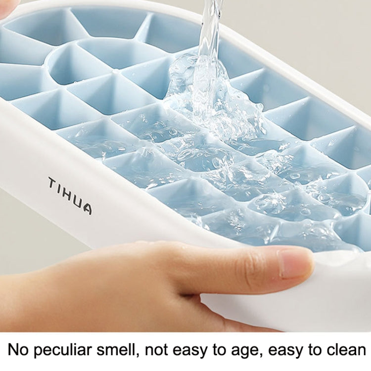 S10001 28 Grid Silicone Soft Bottom Refrigerator Frozen Ice Cube Mold, Light Blue, Green, Orange
