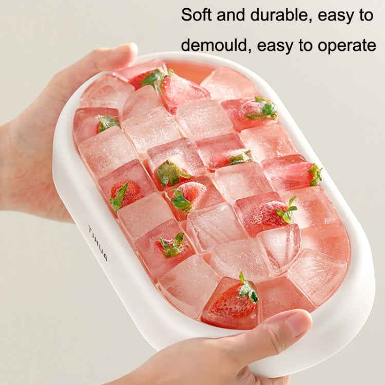 S10001 28 Grid Silicone Soft Bottom Refrigerator Frozen Ice Cube Mold, Light Blue, Green, Orange