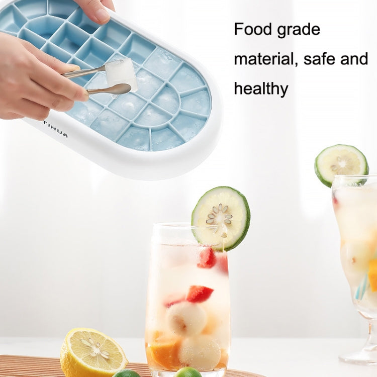 S10001 28 Grid Silicone Soft Bottom Refrigerator Frozen Ice Cube Mold, Light Blue, Green, Orange