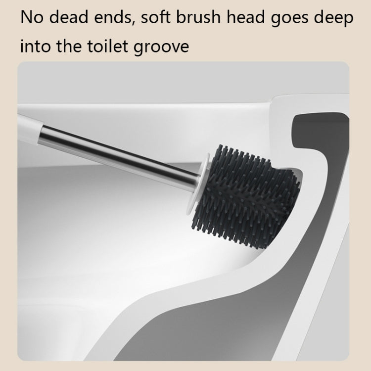 TPR Soft Glue Long-handle Toilet Brush with Base, Spec:, Wall-mounted Type