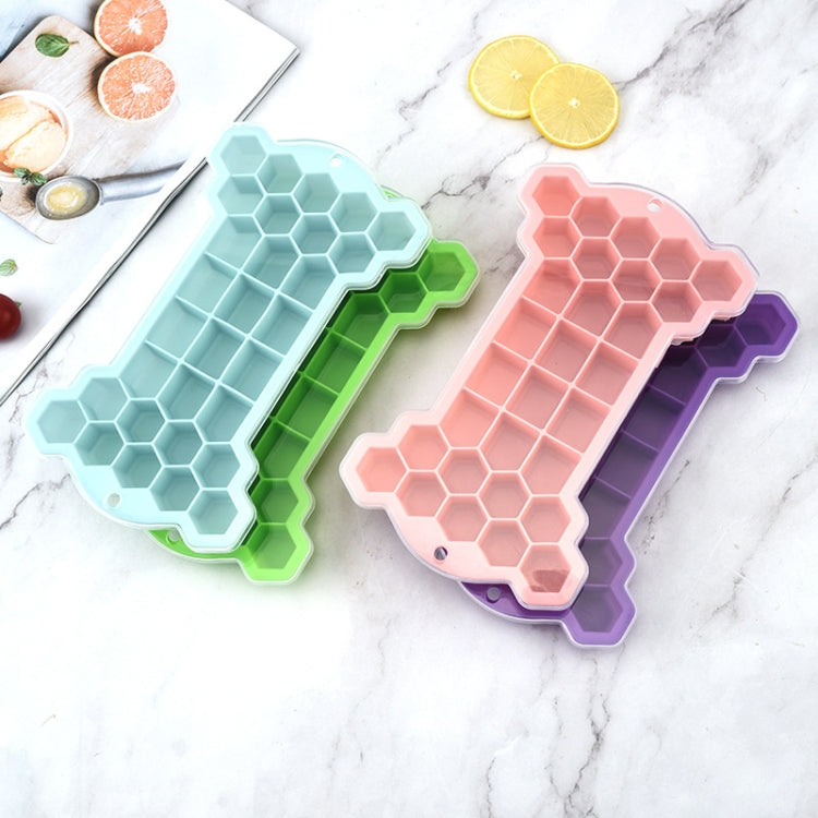 30 Grid Bone Honeycomb Silicone Ice Cube Mold with Lid, Green, Purple, Pink, Mint Green