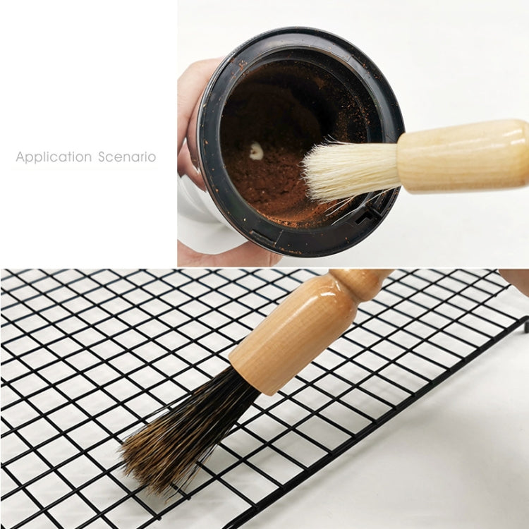 Wooden Handle Coffee Grinding Brush Barbecue Brush Pig Bristle Cleaning Brush, Wooden Handle Brush(White), Wooden Handle Brush(Floral)