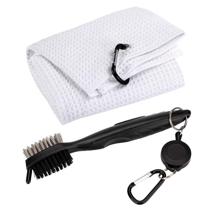 Hook Towel + Club Cleaning Brush Golf Cleaning Set, Towel + Brush White, Towel + Brush Grey, Towel + Brush Blue, Towel + Brush Black