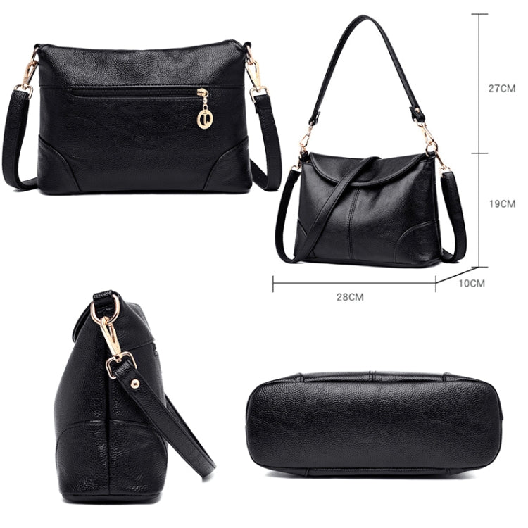 Ladies Fashion Single Shoulder Soft Leather Small Square Bag, Blue, Black, Taro Purple, Red