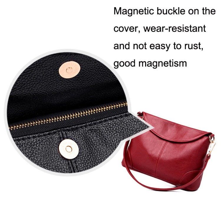 Ladies Fashion Single Shoulder Soft Leather Small Square Bag, Blue, Black, Taro Purple, Red