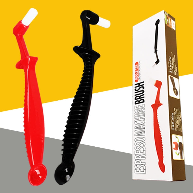 2 PCS KFS-05 Longitudinal Handle Coffee Machine Cleaning Brush, Black, Red