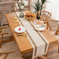 Cotton and Linen Woven Colorblock Tassel Striped Rhombus Table Runner, 30x120cm, 30x140cm, 30x160cm, 30x180cm, 30x200cm, 30x220cm, 30x240cm, 30x275cm, 30x300cm, 30x50cm