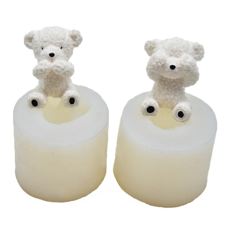 DIY Stereo Bear Aroma Cake Baking Silicone Mold, No Tail Cover Mouth Bear, With Tail Covering Eyes Bear