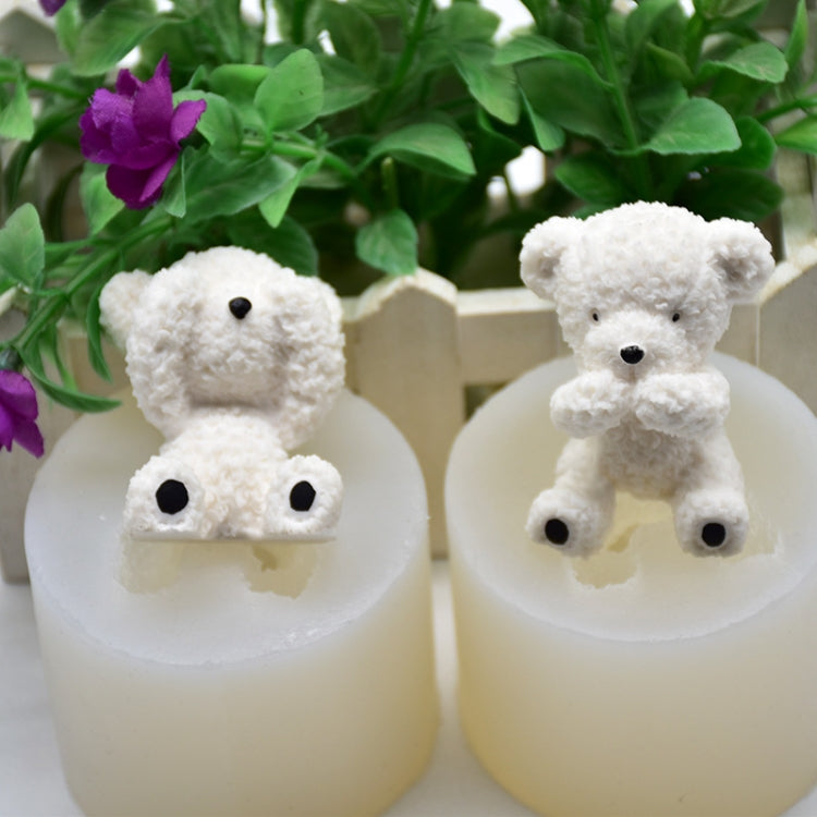 DIY Stereo Bear Aroma Cake Baking Silicone Mold, No Tail Cover Mouth Bear, With Tail Covering Eyes Bear