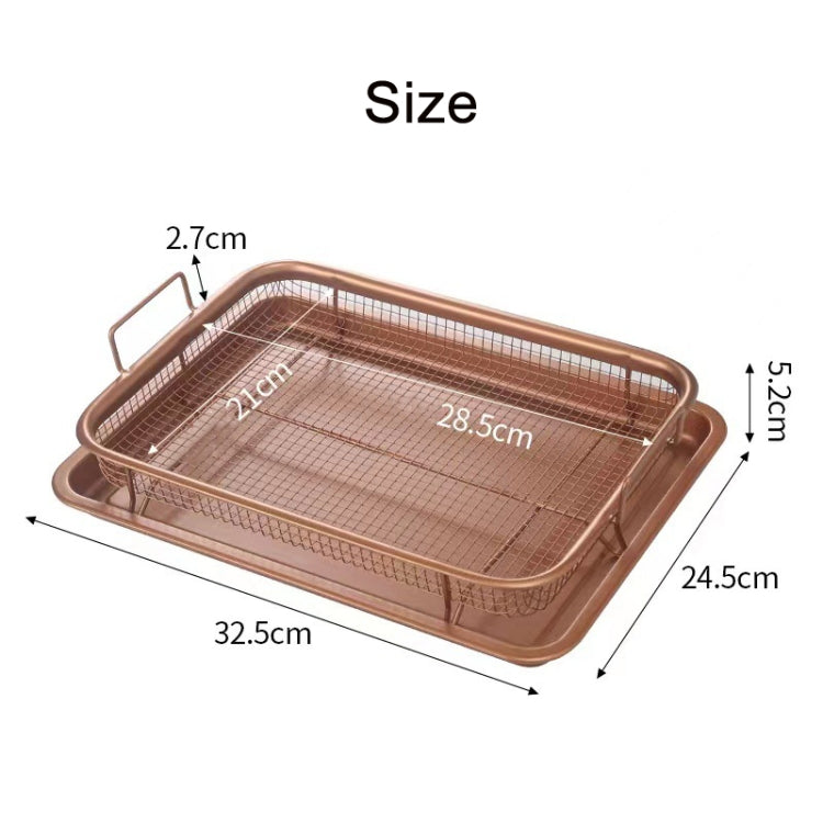 Oven Baking Stainless Steel Baking Pan Drain The Oil Mold, Square Bronze