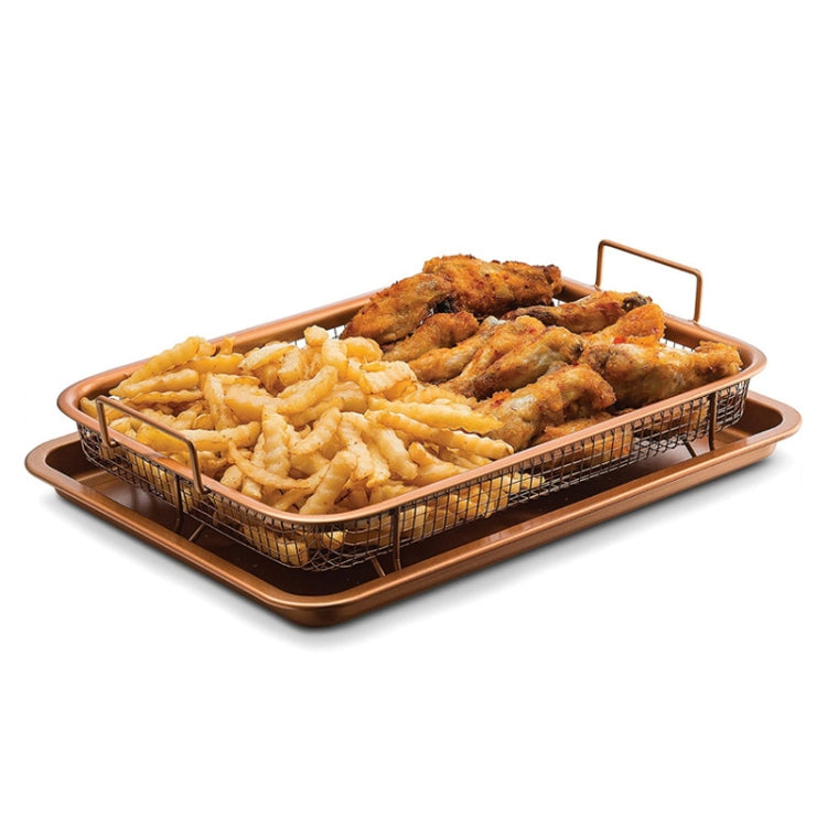 Oven Baking Stainless Steel Baking Pan Drain The Oil Mold, Square Bronze