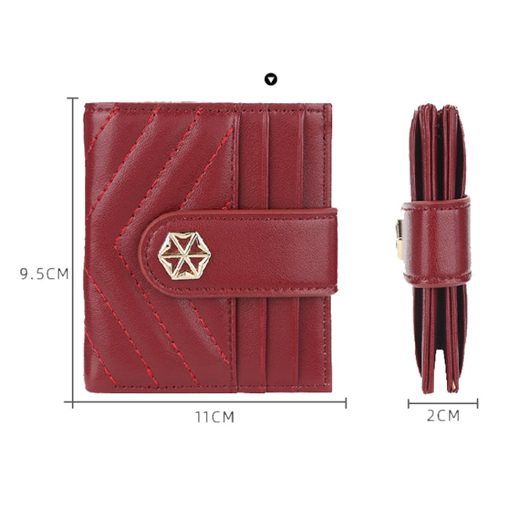 BOISEEN  Ladies Card Holder Embossed Multi-Card Slot Buckle Bank Card Holder Small Wallet, Green, Blue, Black, Pink, Maroon, Dark Red