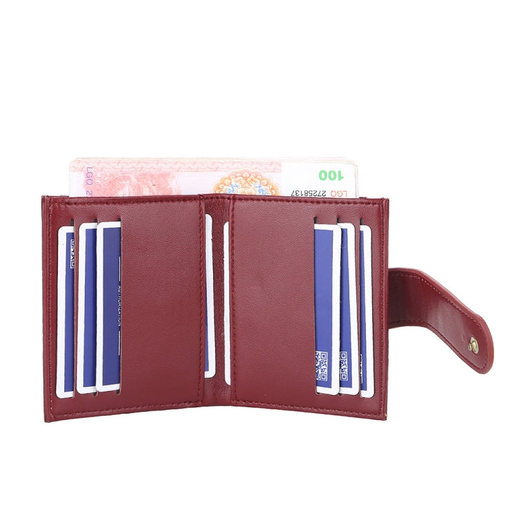 BOISEEN  Ladies Card Holder Embossed Multi-Card Slot Buckle Bank Card Holder Small Wallet, Green, Blue, Black, Pink, Maroon, Dark Red