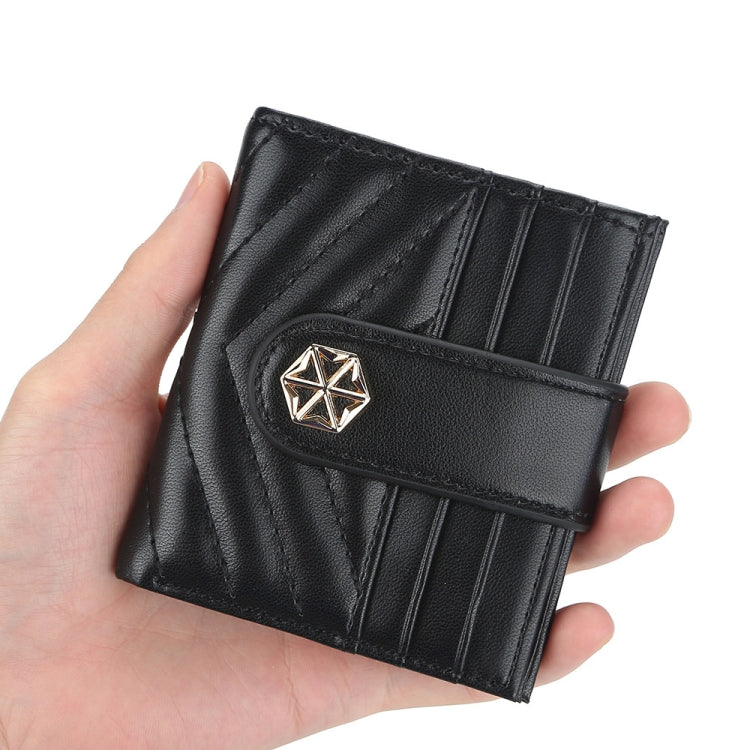 BOISEEN  Ladies Card Holder Embossed Multi-Card Slot Buckle Bank Card Holder Small Wallet, Green, Blue, Black, Pink, Maroon, Dark Red