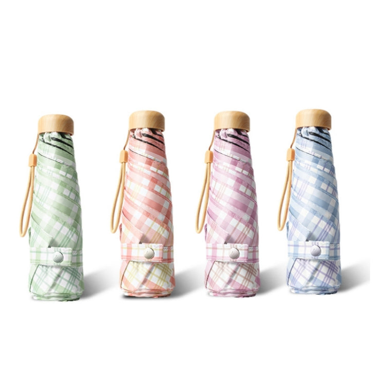 Five-fold Lattice Umbrella Black Glue Sun and Rain Dual-use Pocket Capsule Umbrella, Pink, Green, Purple, Blue