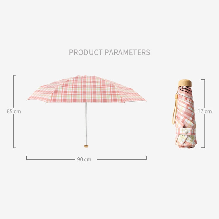 Five-fold Lattice Umbrella Black Glue Sun and Rain Dual-use Pocket Capsule Umbrella, Pink, Green, Purple, Blue